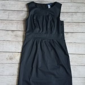 J. Crew Black Sleeveless Gathered Midi Dress